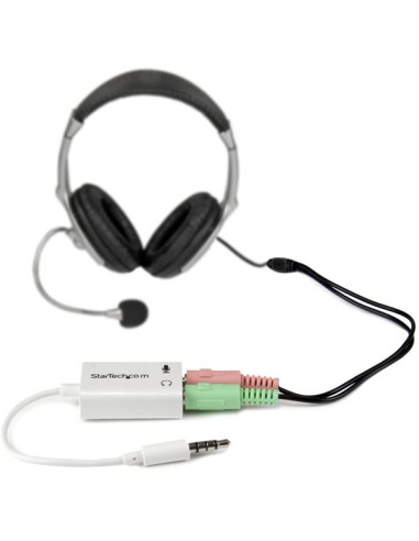 StarTech.com Adaptador de Auriculares con Micrófono Mini-Jack 3,5mm 4 pines a Conectores de Auriculares y de Micrófono - M a