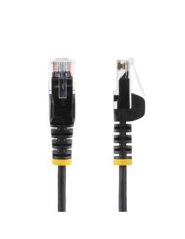 StarTech.com Cable Cat6 de 2,5m - Delgado - con Conectores RJ45 sin Enganches - Negro