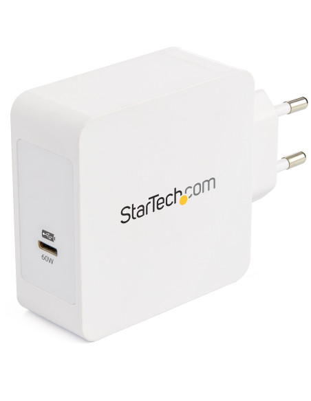 StarTech.com Cargador USB C de Pared - Cargador USB Tipo C de 60W para Ordenador Portátil - Adaptador Universal de Alimentación