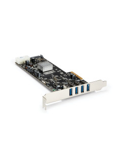 StarTech.com Adaptador Tarjeta PCI Express PCI-E 4 Puertos USB 3.0 UASP 2 Canales de 5Gbps con Alimentación Molex SATA