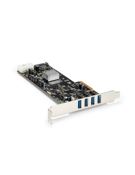 StarTech.com Adaptador Tarjeta PCI Express PCI-E 4 Puertos USB 3.0 UASP 2 Canales de 5Gbps con Alimentación Molex SATA