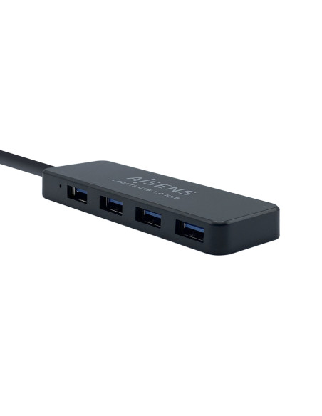 AISENS Hub USB 3.0, Tipo A M - 4 x Tipo A H, Negro, 30 cm