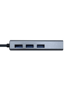 AISENS Conversor USB 3.0 a ethernet gigabit 10 100 1000 Mbps + Hub 3 x USB 3.0, Gris, 15 cm 2