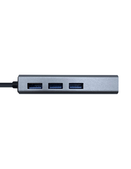 AISENS Conversor USB 3.0 a ethernet gigabit 10 100 1000 Mbps + Hub 3 x USB 3.0, Gris, 15 cm