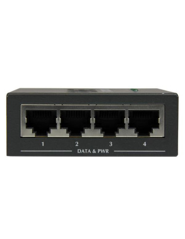 StarTech.com Inyector de Alimentación PoE Power over Ethernet Midspan 4 Puertos Gigabit RJ45 de Pared - 802.3 at af