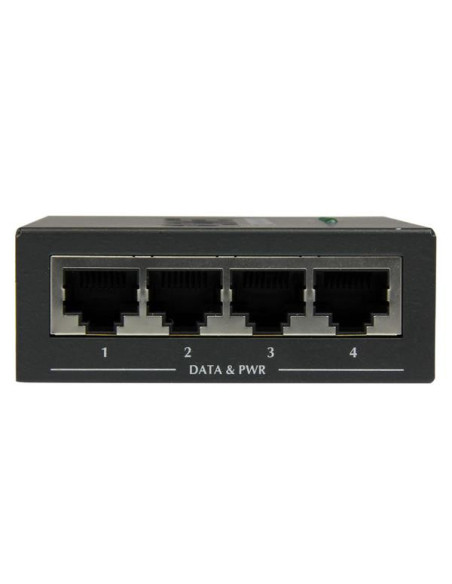 StarTech.com Inyector de Alimentación PoE Power over Ethernet Midspan 4 Puertos Gigabit RJ45 de Pared - 802.3 at af