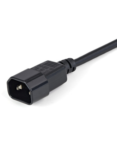 StarTech.com Cable de 1m de Extensión de Alimentación, C14 a C13, 10A 125V, 18AWG, Alargador de Cable de Corriente de