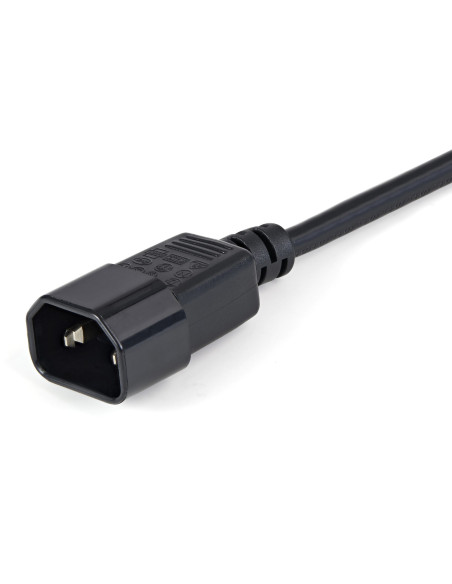 StarTech.com Cable de 1m de Extensión de Alimentación, C14 a C13, 10A 125V, 18AWG, Alargador de Cable de Corriente de