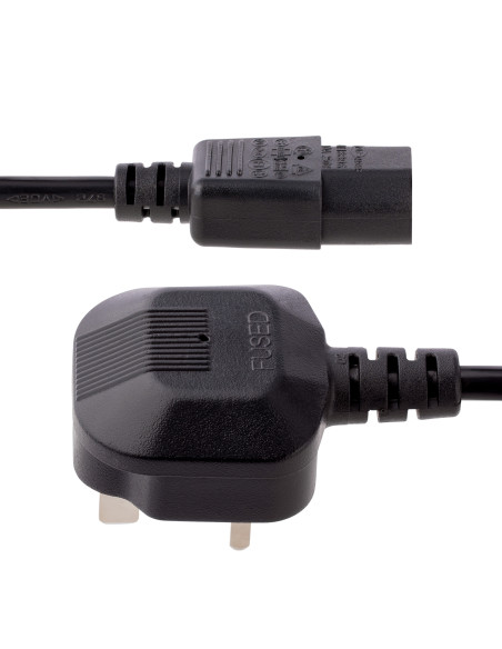 StarTech.com Cable de 3m de Alimentación de Ordenador, 18AWG, BS 1363 a C13, 10A 250V, Cable de Alimentación de Repuesto, Cable