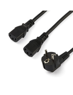 StarTech.com Cable de 2m de Alimentación en Y para Ordenador, 18AWG, EU Schuko a 2x C13, 10A 250V, Cable de Alimentación de CA