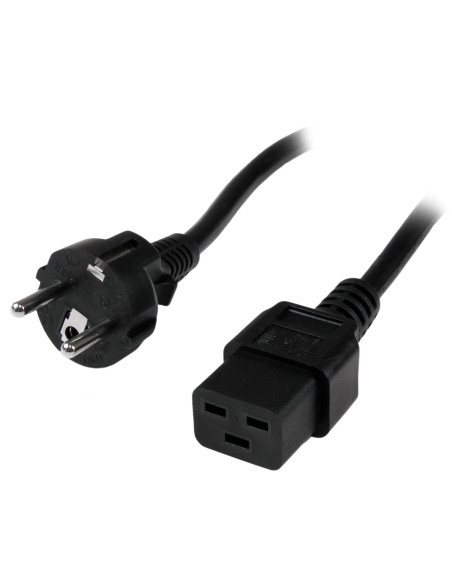 StarTech.com Cable de 2m de Alimentación de Ordenador, 16AWG, EU Schuko a C19, 16A 250V, Cable de Alimentación de Repuesto,