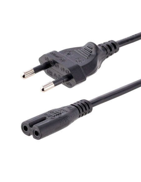 StarTech.com Cable de 1m de Alimentación para Portátiles, Enchufe UE a C7, 2,5A 250V, 18AWG, Cable de Repuesto para Cargador de