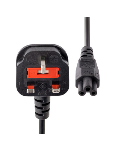 StarTech.com Cable de 1m de Alimentación para Portátiles, Enchufe BS1363 a C5, 2,5A 250V, 18AWG, Cable para Cargador, Cable
