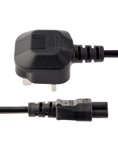 StarTech.com Cable de 1m de Alimentación para Portátiles, Enchufe BS1363 a C5, 2,5A 250V, 18AWG, Cable para Cargador, Cable