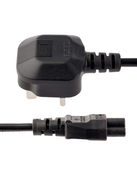 StarTech.com Cable de 1m de Alimentación para Portátiles, Enchufe BS1363 a C5, 2,5A 250V, 18AWG, Cable para Cargador, Cable