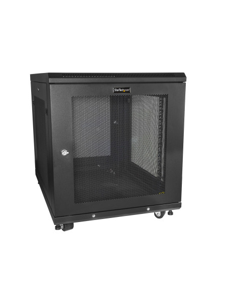 StarTech.com Armario Rack para Servidores 12U 19" 4 Columnas - Rack de Servidores con Cerradura y Seguro - Rack con Ruedas y