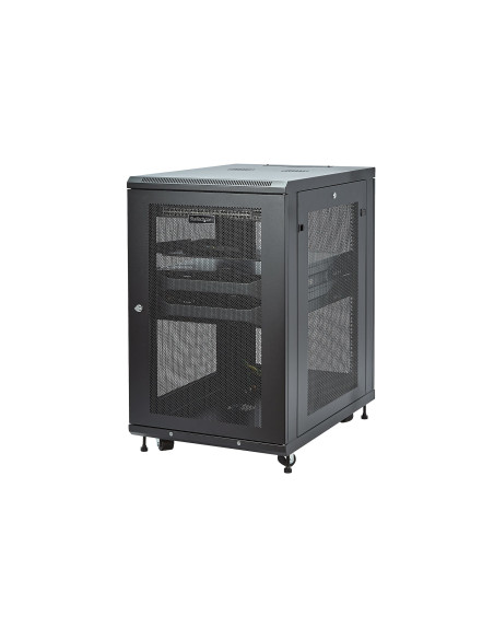 StarTech.com Armario Rack para Servidores 18U 19" 4 Columnas - Rack de Servidores con Cerradura y Seguro - Rack con Ruedas y