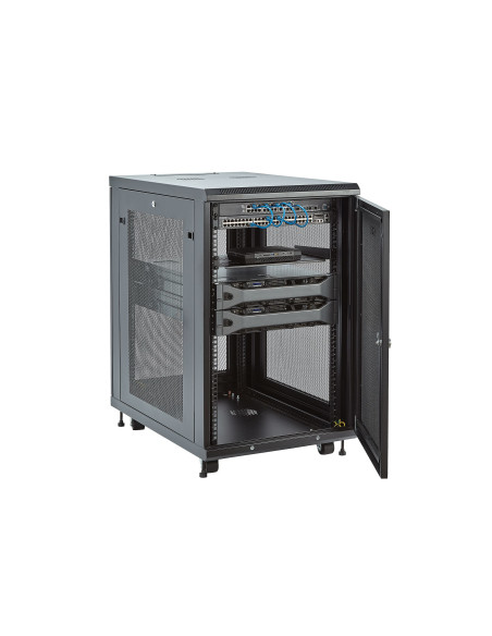 StarTech.com Armario Rack para Servidores 18U 19" 4 Columnas - Rack de Servidores con Cerradura y Seguro - Rack con Ruedas y