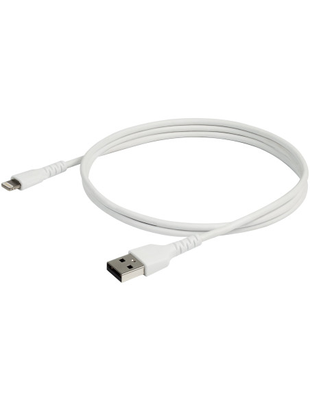 StarTech.com Cable Resistente USB-A a Lightning de 1 m Blanco - Cable de Alimentación y Sincronización USB Tipo A a Lightning