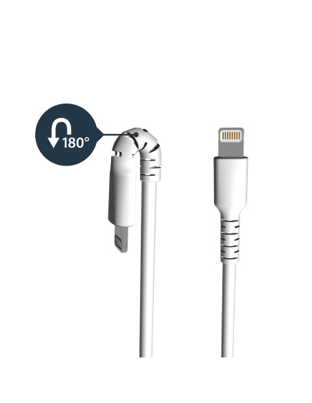 StarTech.com Cable Resistente USB-A a Lightning de 1 m Blanco - Cable de Alimentación y Sincronización USB Tipo A a Lightning