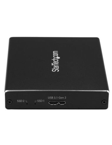 StarTech.com Caja de Dos Bahías M.2 NGFF - USB 3.1 (10Gbps) - RAID - Caja Externa USB-C y USB-A de Aluminio