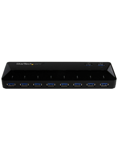 StarTech.com Concentrador USB 3.0 (5Gbps) de 10 Puertos - Ladrón con Puertos de Carga y Sincronización - Hub con 2 Puertos de
