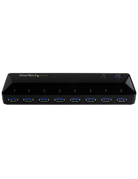 StarTech.com Concentrador USB 3.0 (5Gbps) de 10 Puertos - Ladrón con Puertos de Carga y Sincronización - Hub con 2 Puertos de