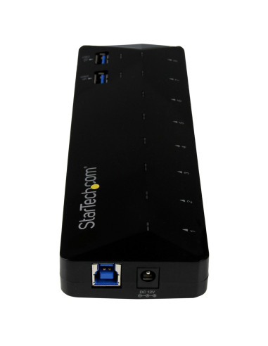 StarTech.com Concentrador USB 3.0 (5Gbps) de 10 Puertos - Ladrón con Puertos de Carga y Sincronización - Hub con 2 Puertos de
