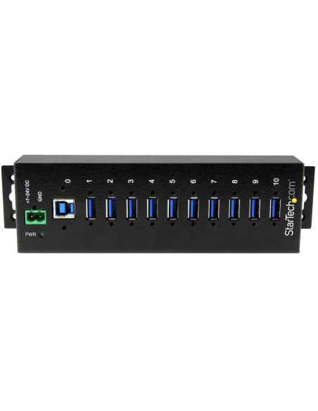 StarTech.com Hub Industrial de 10 Puertos USB 3.0 - 5Gbps - Ladrón Concentrador USB-A con Protección Antiestática ESD y