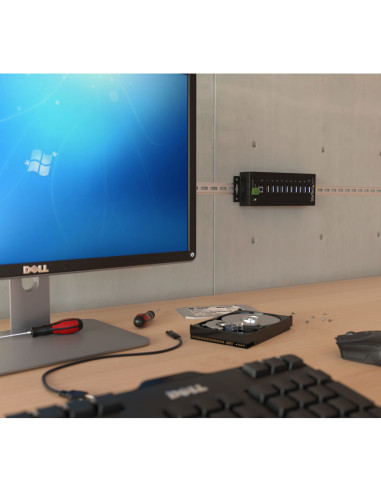 StarTech.com Hub Industrial de 10 Puertos USB 3.0 - 5Gbps - Ladrón Concentrador USB-A con Protección Antiestática ESD y