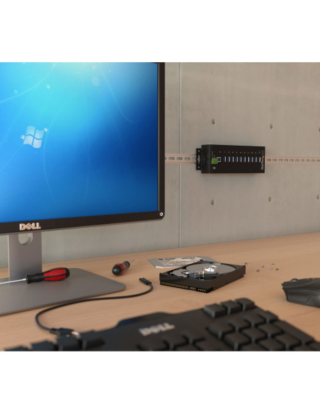 StarTech.com Hub Industrial de 10 Puertos USB 3.0 - 5Gbps - Ladrón Concentrador USB-A con Protección Antiestática ESD y
