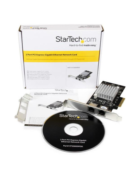 StarTech.com Tarjeta Adaptador de Red PCI Express PCI-E Gigabit Ethernet con 2 Puertos RJ45 Chipset Intel i350
