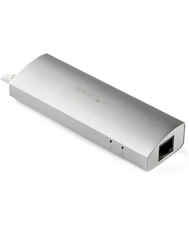 StarTech.com Hub Ladrón USB 3.0 de 3 Puertos con Adaptador de Red Ethernet Gigabit - Hub Concentrador USB-A - Alimentado por el