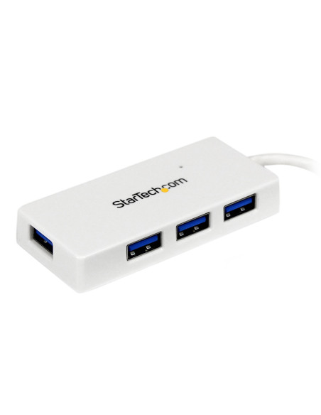 StarTech.com Adaptador Concentrador Hub Ladrón USB 3.0 (5Gbps) Super Speed para Laptop de 4 Puertos Salidas - Blanco
