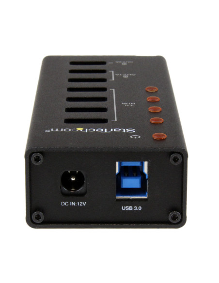 StarTech.com Hub Concentrador USB 3.0 (5Gbps) de 4 Puertos y 3 Puertos de Carga USB ( 2x 1A y 1x 2A) - Ladrón con Carcasa de