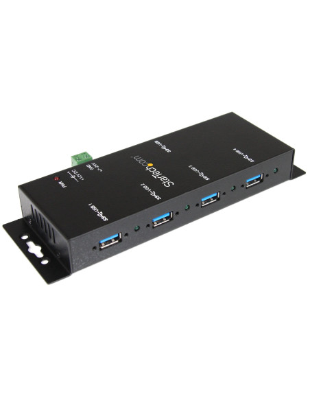 StarTech.com Hub Concentrador USB 3.0 de 4 Puertos - 5Gbps - Ladrón USB-A Industrial de Metal - de Montaje en Carril DIN, Pared