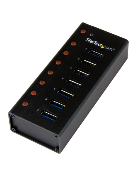 StarTech.com Concentrador USB 3.0 de 7 Puertos con Caja de Metal - 5Gbps - Hub de Sobremesa o Montaje en Pared