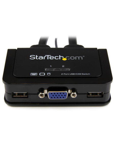 StarTech.com Switch Conmutador KVM de Cable con 2 Puertos VGA USB Alimentado por USB con Interruptor Remoto