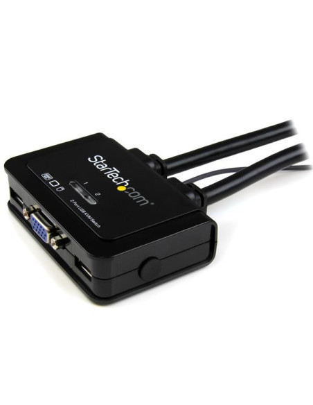 StarTech.com Switch Conmutador KVM de Cable con 2 Puertos VGA USB Alimentado por USB con Interruptor Remoto