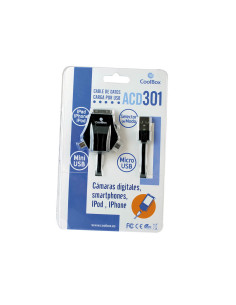 CoolBox ACD 301 cable USB 1 m microUSB miniUSB Apple iPhone Negro