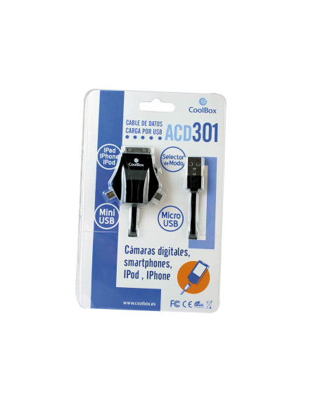 CoolBox ACD 301 cable USB 1 m microUSB miniUSB Apple iPhone Negro