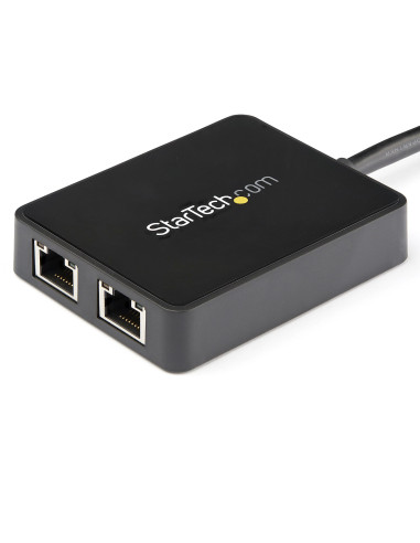 StarTech.com Adaptador Tarjeta de Red NIC Externa USB 3.0 2 Puertos Gigabit Ethernet RJ45 y Puerto USB