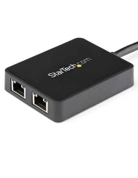 StarTech.com Adaptador Tarjeta de Red NIC Externa USB 3.0 2 Puertos Gigabit Ethernet RJ45 y Puerto USB