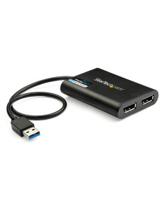 StarTech.com Adaptador Gráfico Externo USB 3.0 a DisplayPort Doble 4K60 DisplayLink - Cable Conversor USB 3.0 a DP de Vídeo