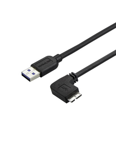 StarTech.com Cable delgado de 1m Micro USB 3.0 acodado a la derecha a USB A