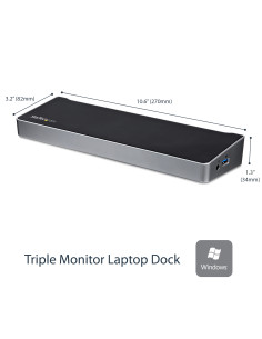 StarTech.com Docking Station USB 3.0 2x DisplayPort y HDMI 4K para 3 Monitores - Hub 5x USB-A (1x Fast Charge) - Audio de 3,5mm 2