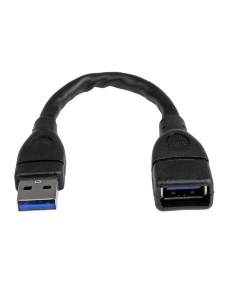 StarTech.com Cable de 15cm Extensor USB 3.0 - Alargador USB 3.0 SuperSpeed Negro