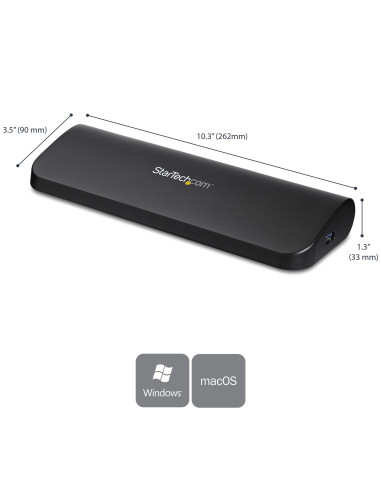 StarTech.com Docking Station USB 3.0 de 2 Monitores para Portátil - HDMI DVI VGA - Hub Ladrón 3x USB-A - GbE - Audio -