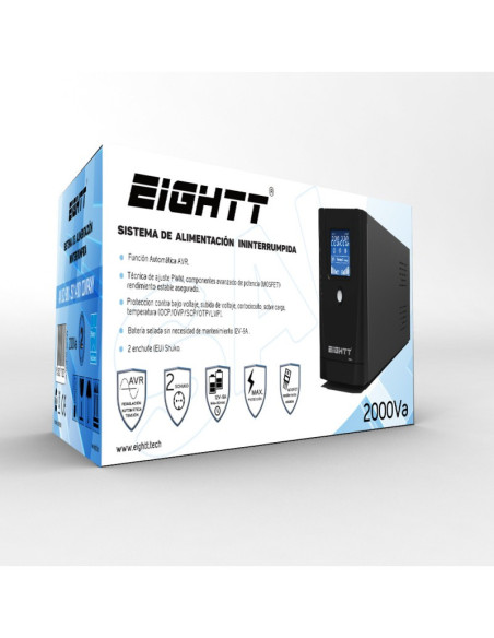 Eightt ES2000 sistema de alimentación ininterrumpida (UPS) En espera (Fuera de línea) o Standby (Offline) 2 kVA