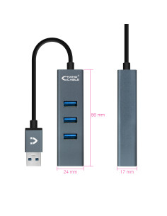 Nanocable USB 3.0 4xUSB3.0. USB-A M-USB 3.0 H, Gris, 10 cm 2